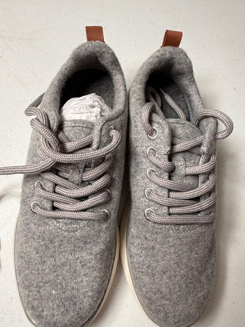 Dr. Scholl's Gray Felt Lace-Up Sneakers with Brown Heel Tabs